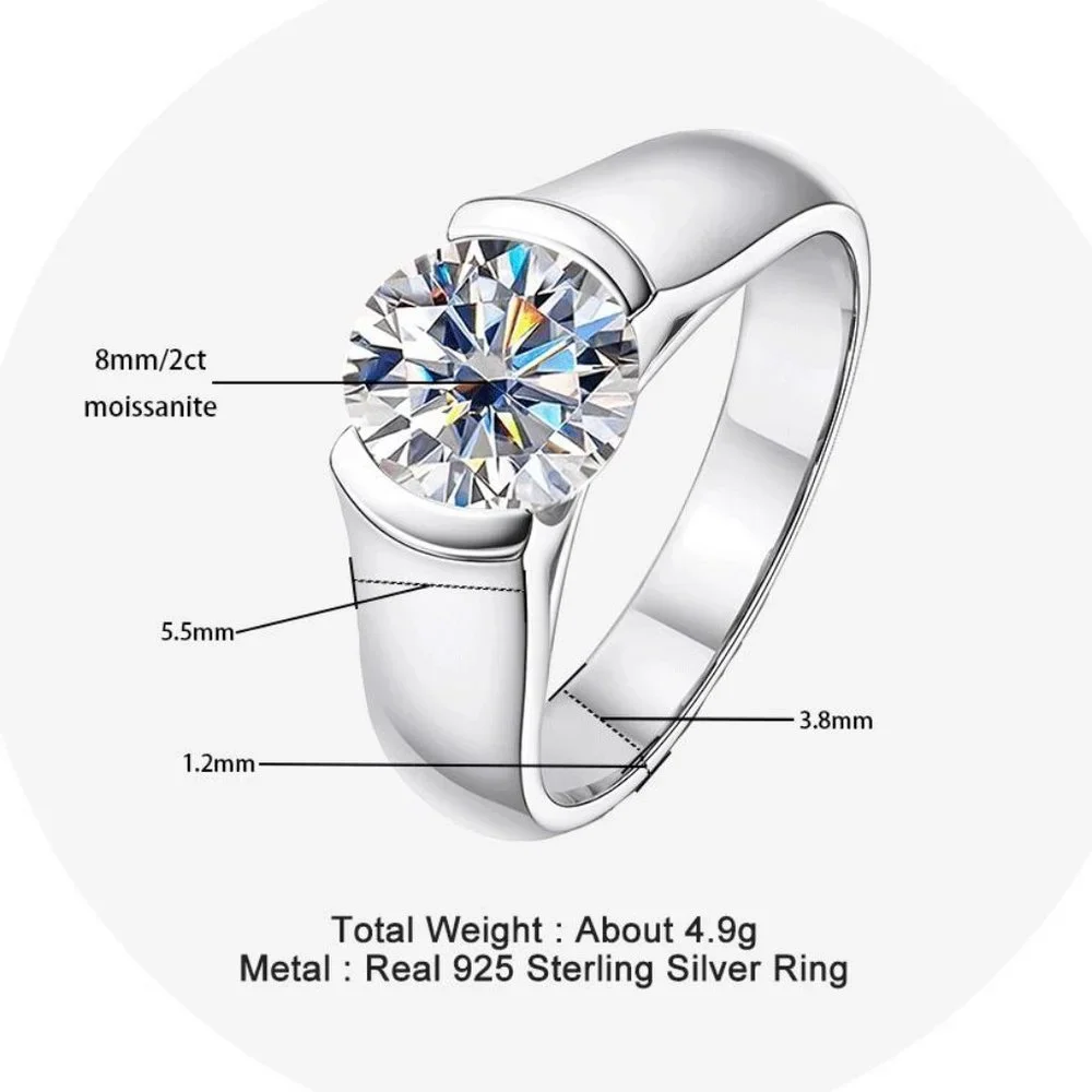 #Certified 2 ct. t.w. Moissanite Diamond Engagement Ring NEW - Picture 7 of 16